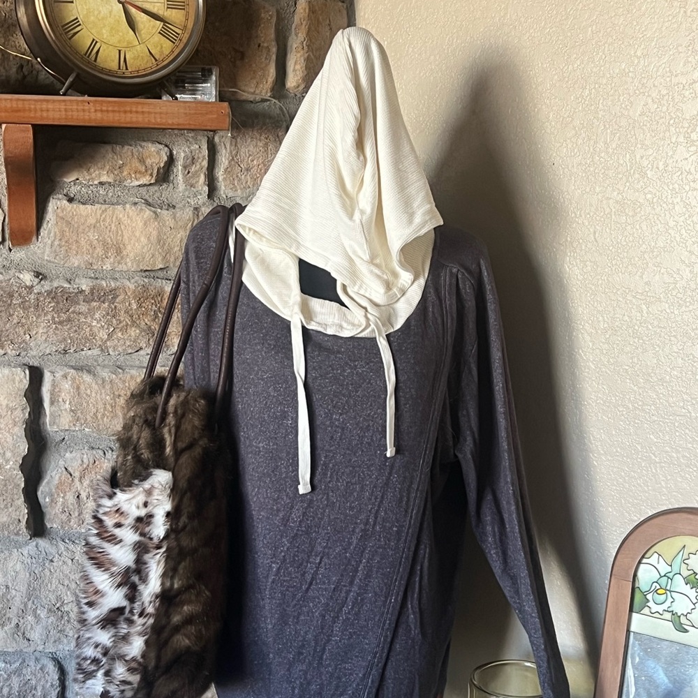 Peace Love World Cream Hooded Brown Sweater